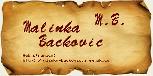Malinka Backović vizit kartica